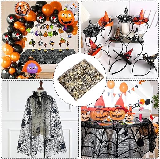Nappe d'Halloween en dentelle or pour sublimer une table terne - 3