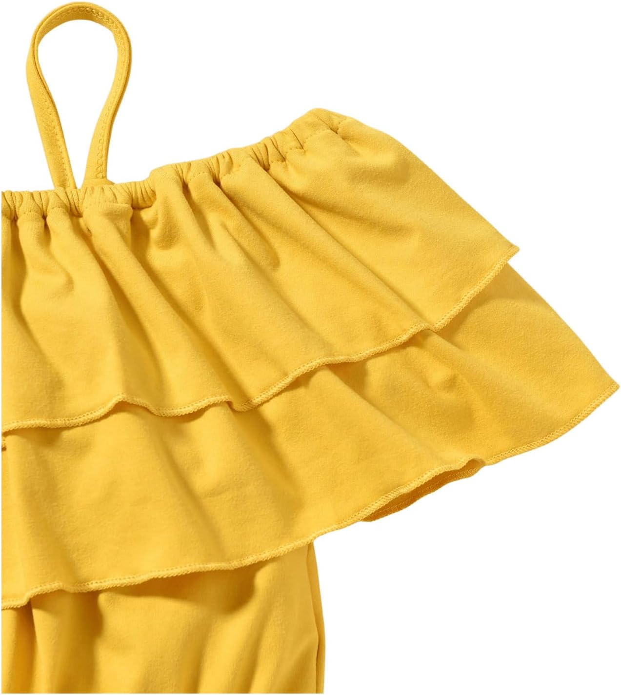 SweatyRocks Girl's 2 Piece Set Cold Shoulder Ruffle Layered Cami Top and Floral Printed Skirt with Belt - Image 3