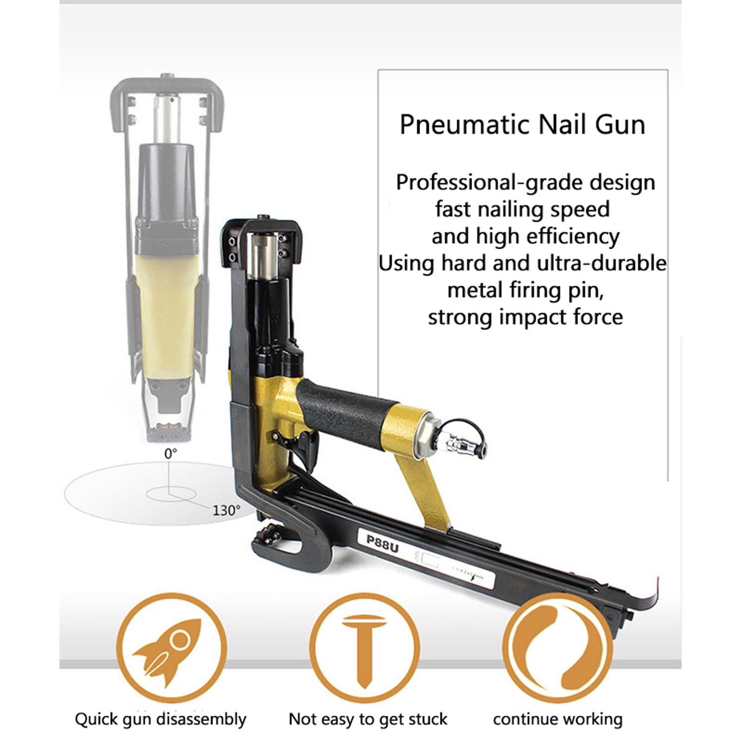Pneumatyczny pistolet do paznokci, profesjonalny pistolet pneumatyczny do gwoździ 18-22 mm, przenośne narzędzie stałe do tapicerki, sof, materacy i projektów mebli