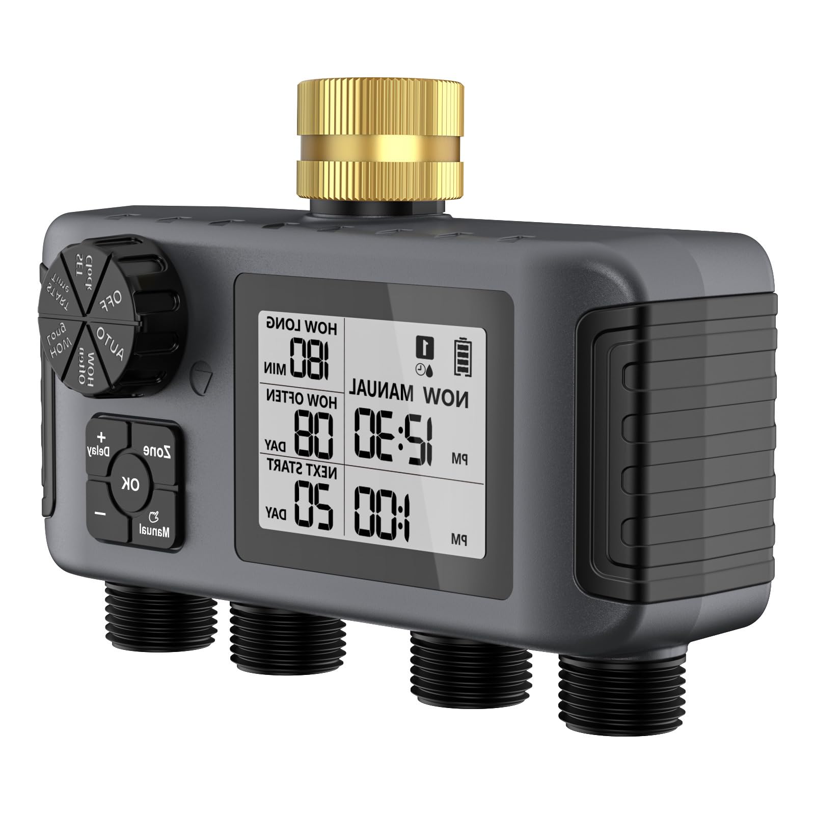 Programmable Lawns Sprinkler Controller Brass Inlet Outdoor Water Timer Irrigation Systems with Rain Delay Functionality Lawns Watering Controller