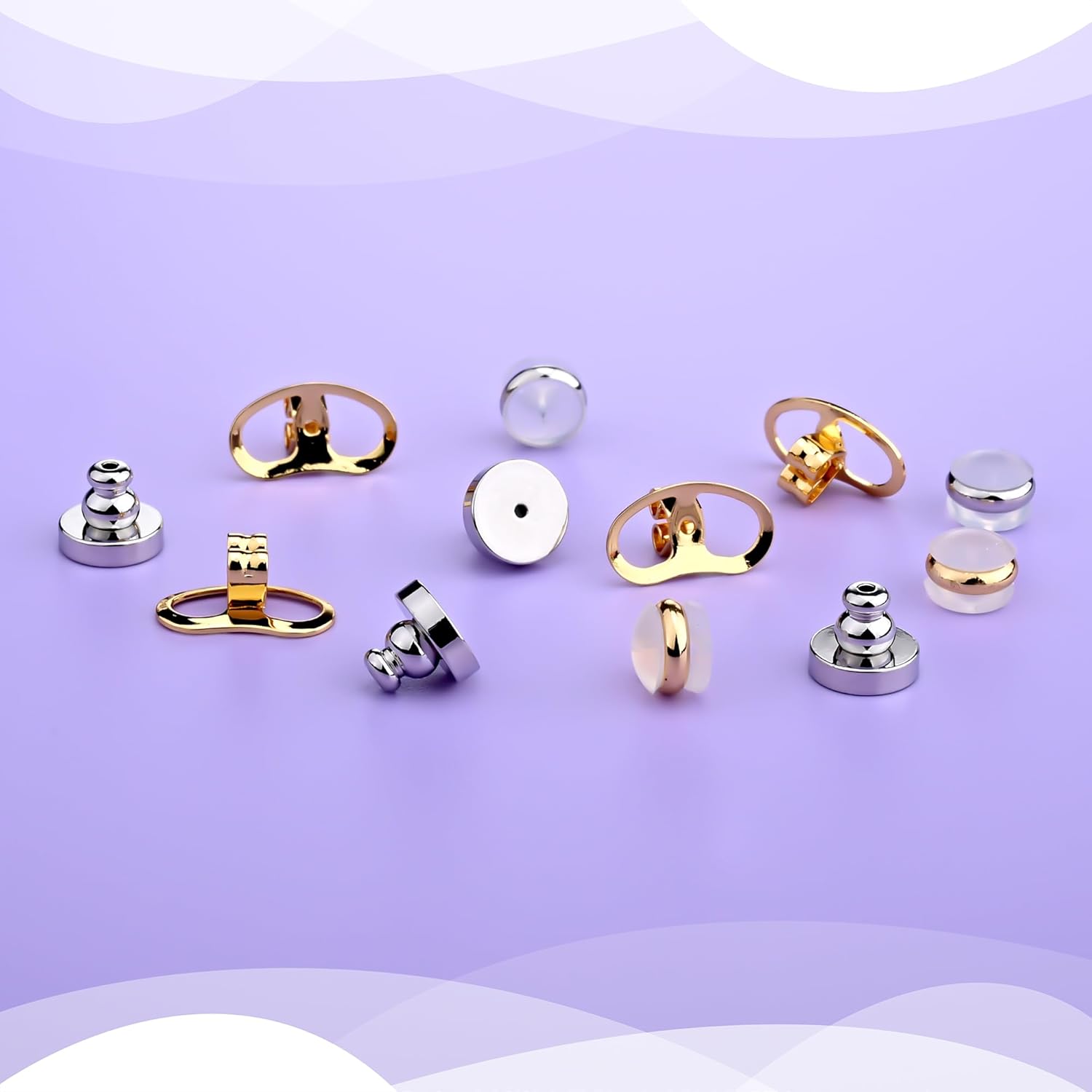 Earring Backs for Droopy Ears Heavy Earrings - Replacements Locking Ear Supports | 6 Pairs Secure Stud Clutches for Sensitive Skin(Flat 1) - Image 8
