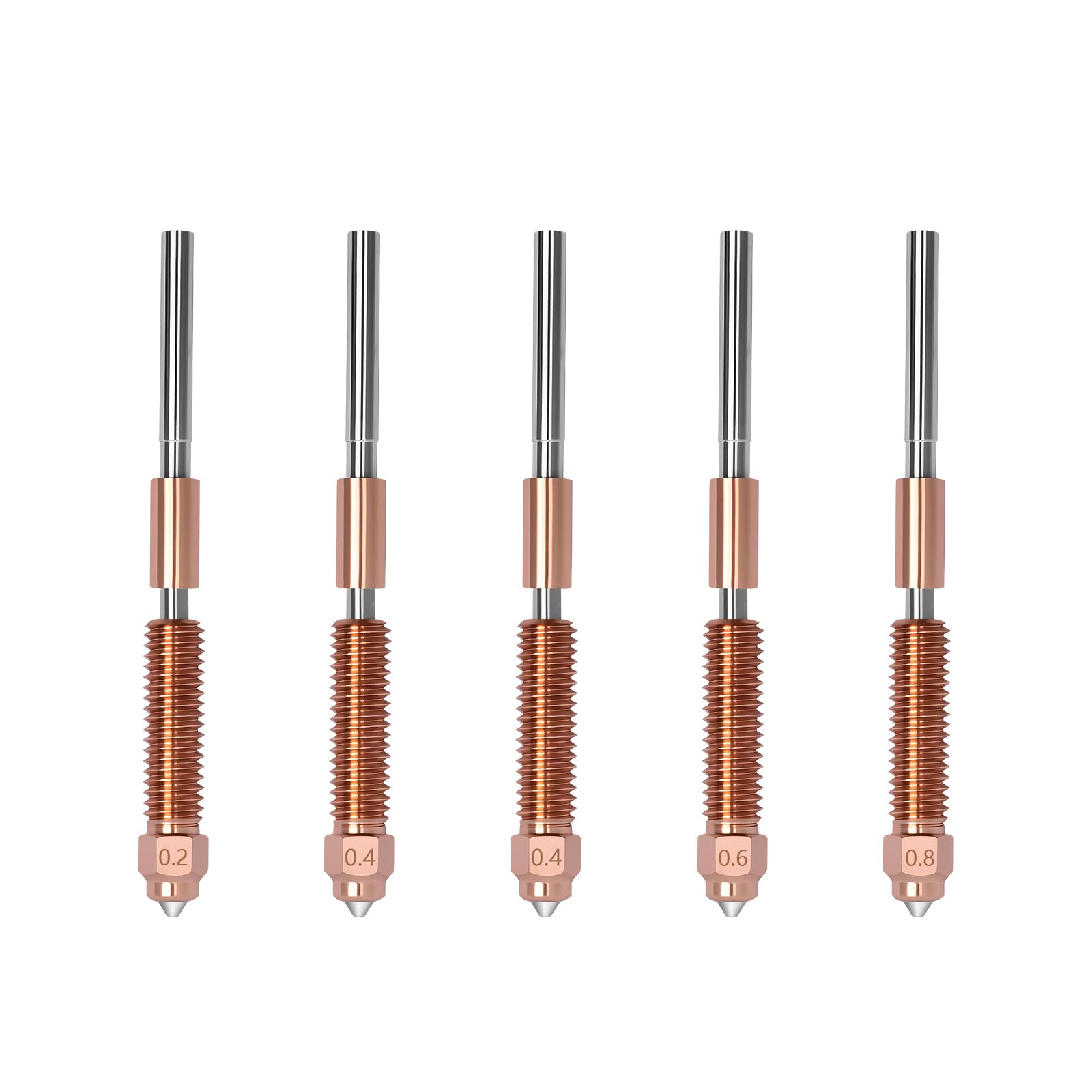 Set di 5 ugelli K2 Plus, in lega di rame e titanio, ugello a sgancio rapido, integrato in metallo ad alta temperatura 0,2/0,4/0,6/0,8 mm, per Creality Hi, K2 Plus