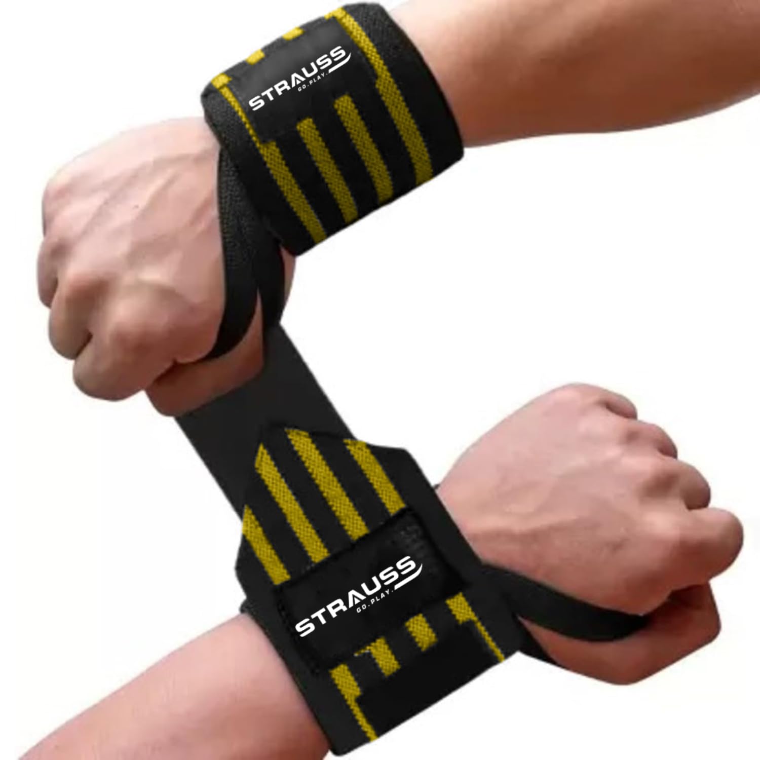 STRAUSS Cotton Wrist Support | Adjustable Band for Compression & Support, Weightlifting, Gym & Sports | Ideal for Men & Women | Set of 2 (Yellow)-image-8