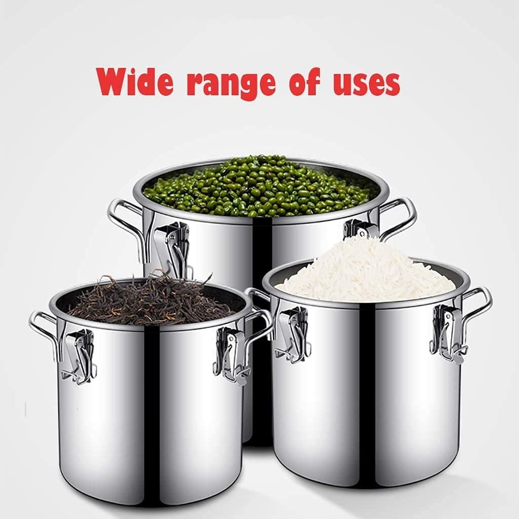 304 Stainless Steel Food Storage Containers with Lid and Side Locking Clamp Large Airtight Canisters Rice Bin for Kitchen Pantry Organization and Storage for Flour Snacks Sugar Cereal (Silver 70L)