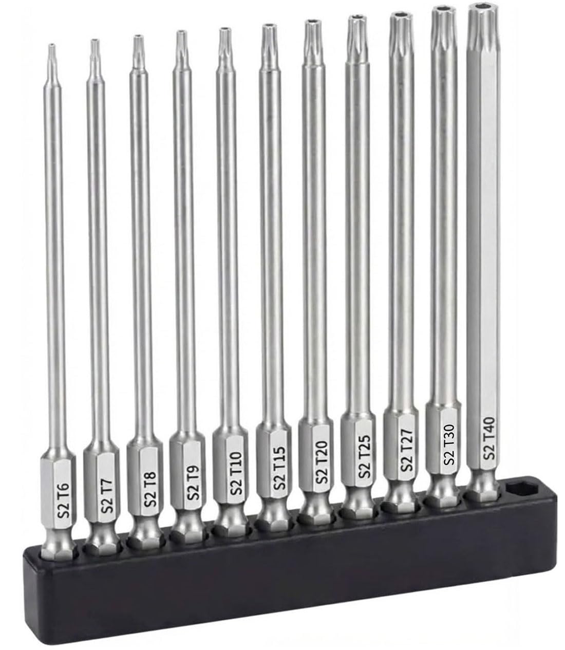 11 Piece Security Torx Bit Set (T6-T40), 1/4 Inch Hex Shank S2