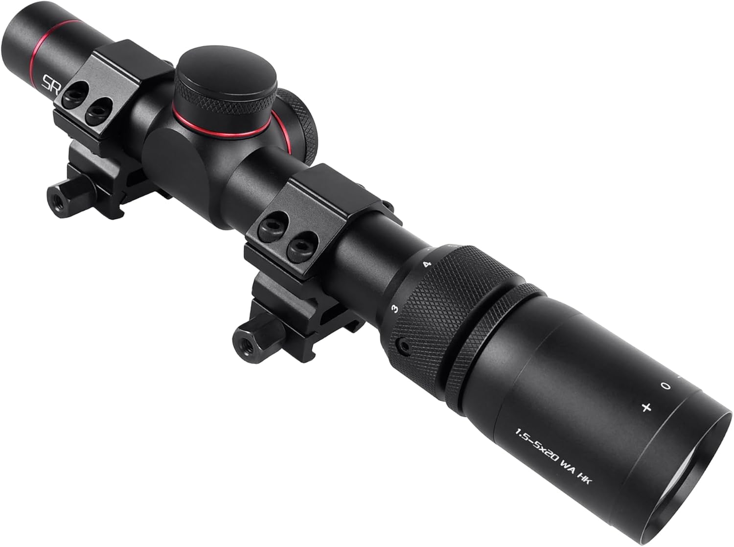 Sniper MT 1.5-5x20 WA Compact Riflescope for Hunting, Crossbow Scope, 1" Tube, Multi-Coated Lenses, Scope Mount Included