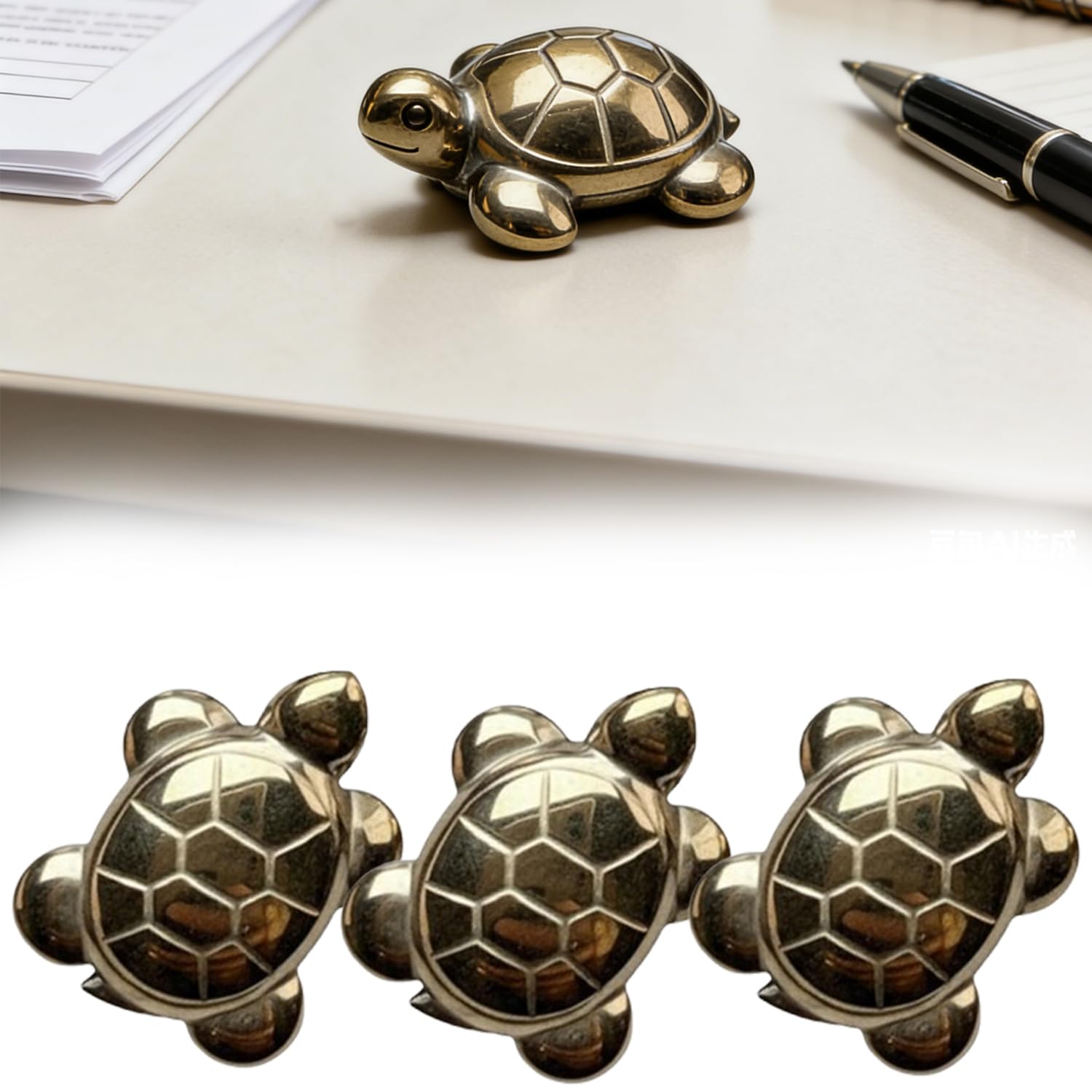 Easthedge 3 Pyrite Tortoise,Hand-Carved Feng Shui Golden Tortoise,Mini Crystal Stone Decor For Office, Desk Home (25Mm,)
