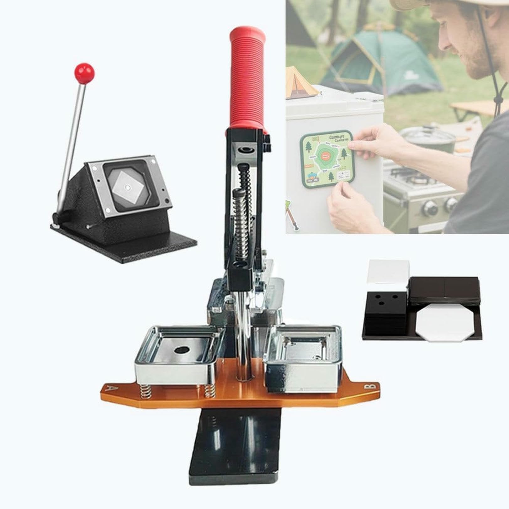 Kit para Hacer imanes Cuadrados para Nevera, máquina para Hacer Botones, máquina para Hacer imanes con Fotos, para llaveros, Manualidades y Negocios.