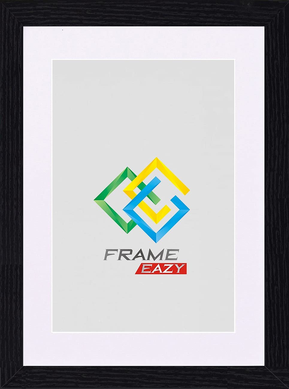FRAME EAZY Modern Black Photo Picture Frame Poster Certificate Frames with White Mount – 24x20 For 20x16 Inch Picture