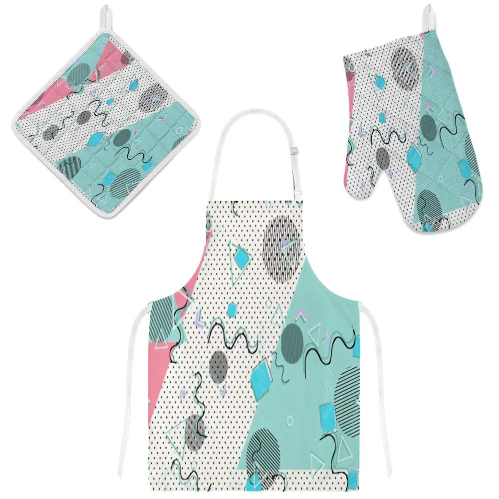 Tablier de cuisine avec maniques lot de 3 pcs imprimé chat et panda