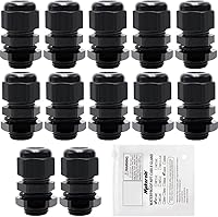 Vista 22 de MAKERELE Kit de prensaestopas NPT impermeable ajustable nailon 1/4" 3/8" 1/2" 3/4" cable de alivio de tensión de plástico conectores 38 piezas negro