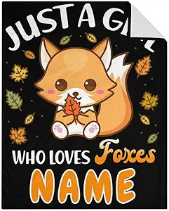 Mercuryelf Custom Fox Throw Blanket - Black Soft Fuzzy Throws Gift for Teen - 50x60 Inches Small Cute Blankets for Living Room, Sofa