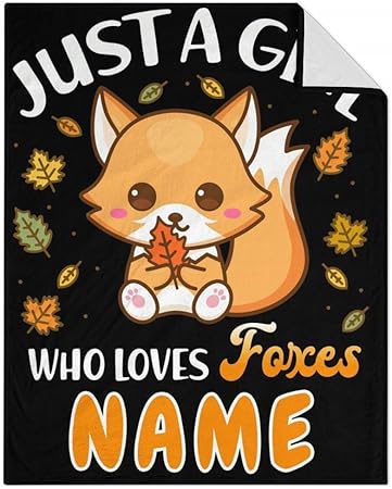 Mercuryelf Custom Fox Throw Blanket - Black Soft Fuzzy Throws Gift for Teen - 50x60 Inches Small Cute Blankets for Living Room, Sofa