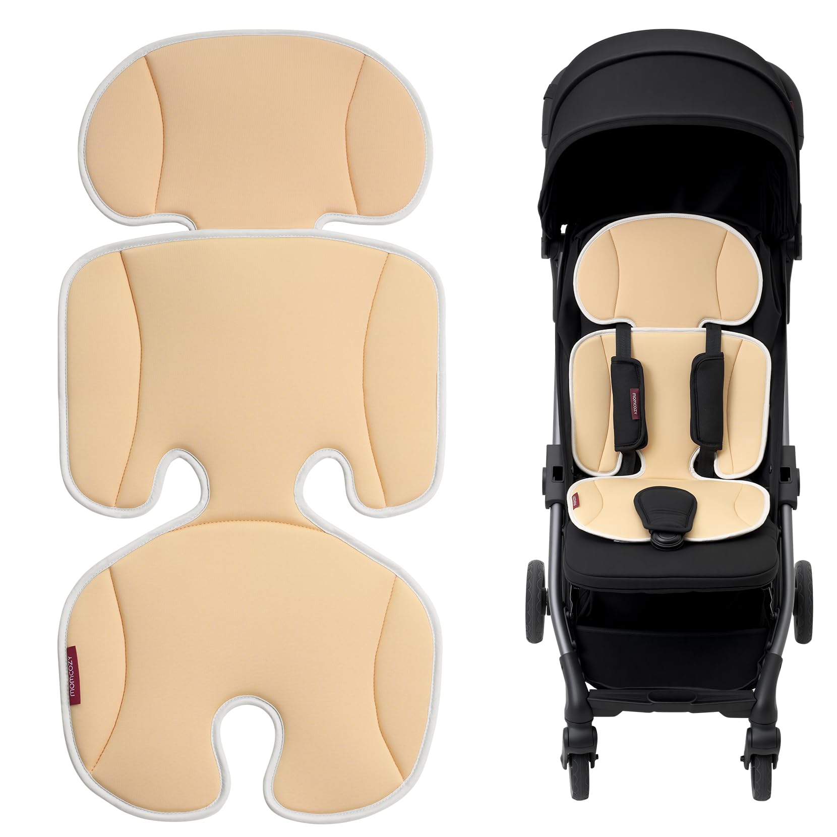 Momcozy Breathable Stroller Seat Liner | Universal Adjustable Soft Pad | Soft & Dry Comfort | Detachable 2-Piece Feel Cooling-Touch Cushion | Fits