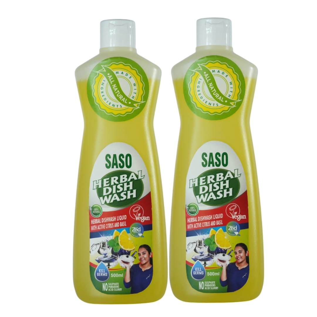 SASO Herbal Dishwash Liquid – 1000ml | Pack of 2 |100% Natural & Chemical-Free | Tough on Grease, Gentle on Hands | Eco-Friendly & Biodegradable | No SLS, No Toxins-picture-29