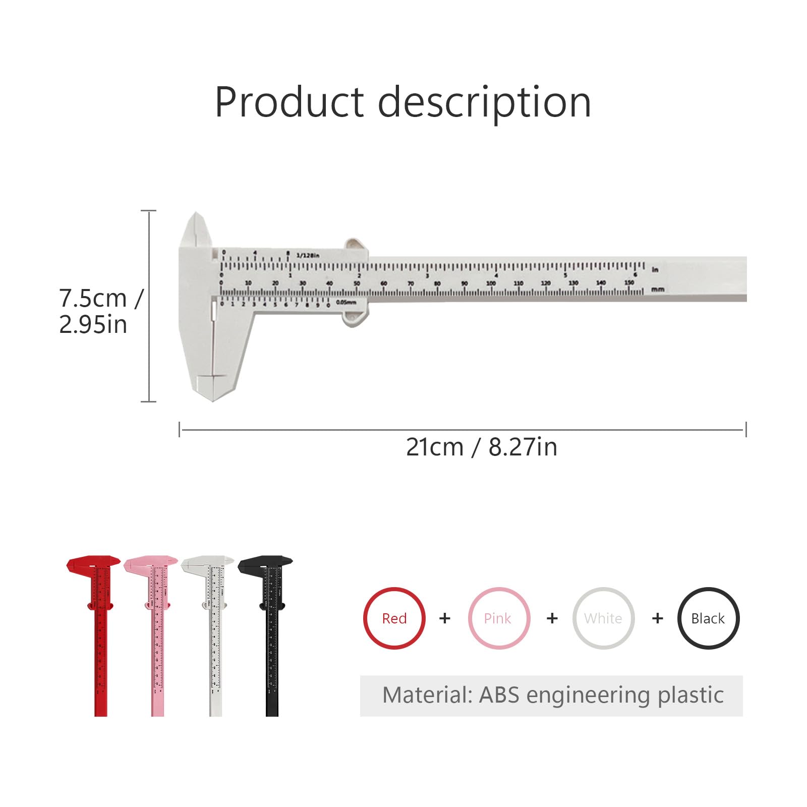 4 Pezzi Calibro Digitale, 150 mm Scorrevole Calibro Professionale Plastica 0,01 mm in Precisione, per la Casa, l'ufficio, Gli Studenti, la Misurazione dei Gioielli