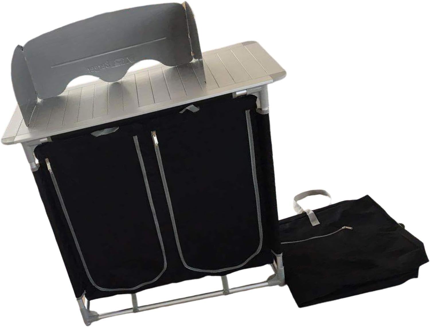 harayaa Table Aluminum Alloy Outdoor Folding Table with Storage Organizer Foldable Design Windscreen Suitable for Barbecue Picnic