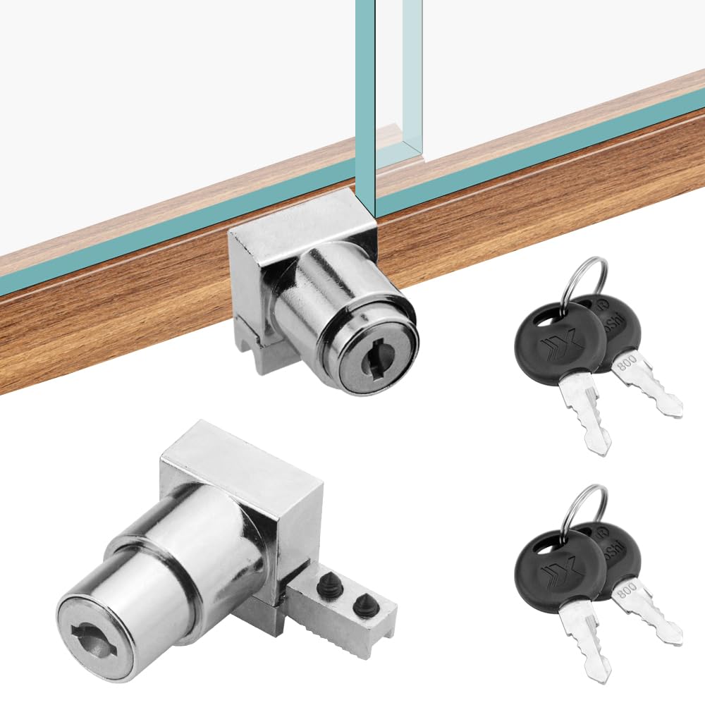 TOVOT 2PCS Glass Cabinet-Locks Showcase Locks Set Locks for Single Door Locks for 5-8mm Thicken Glass Door (Keys Alike)