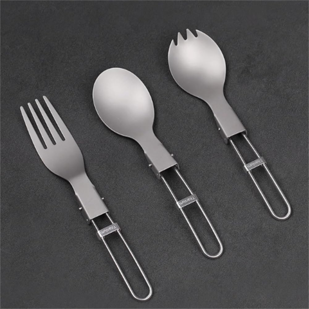 Outdoor-Löffel-Gabel Praktisches Klapplöffel-Set for den Außenbereich, Reiselöffel, Gabel, Picknick, Campingzubehör