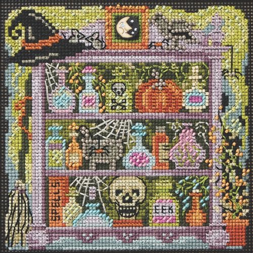 Mill Hill Witchy Apothecary Beaded Counted Cross Stitch Kit Multicolor Halloween Theme 5.25 x 5.25 Inches Autumn Collection