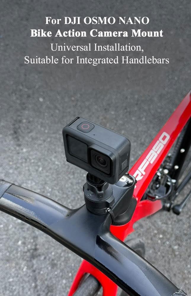 Uchwyt rowerowy – akcesoria z metalowym paskiem, obracany o 360° i antypoślizgowy, do DJI OSMO NANO/Action Pro 5, Insta 360 GO Ultra/Ace Pro 2/ X5, G0PRO itp. Kamera sportowa (z podstawą OSMO