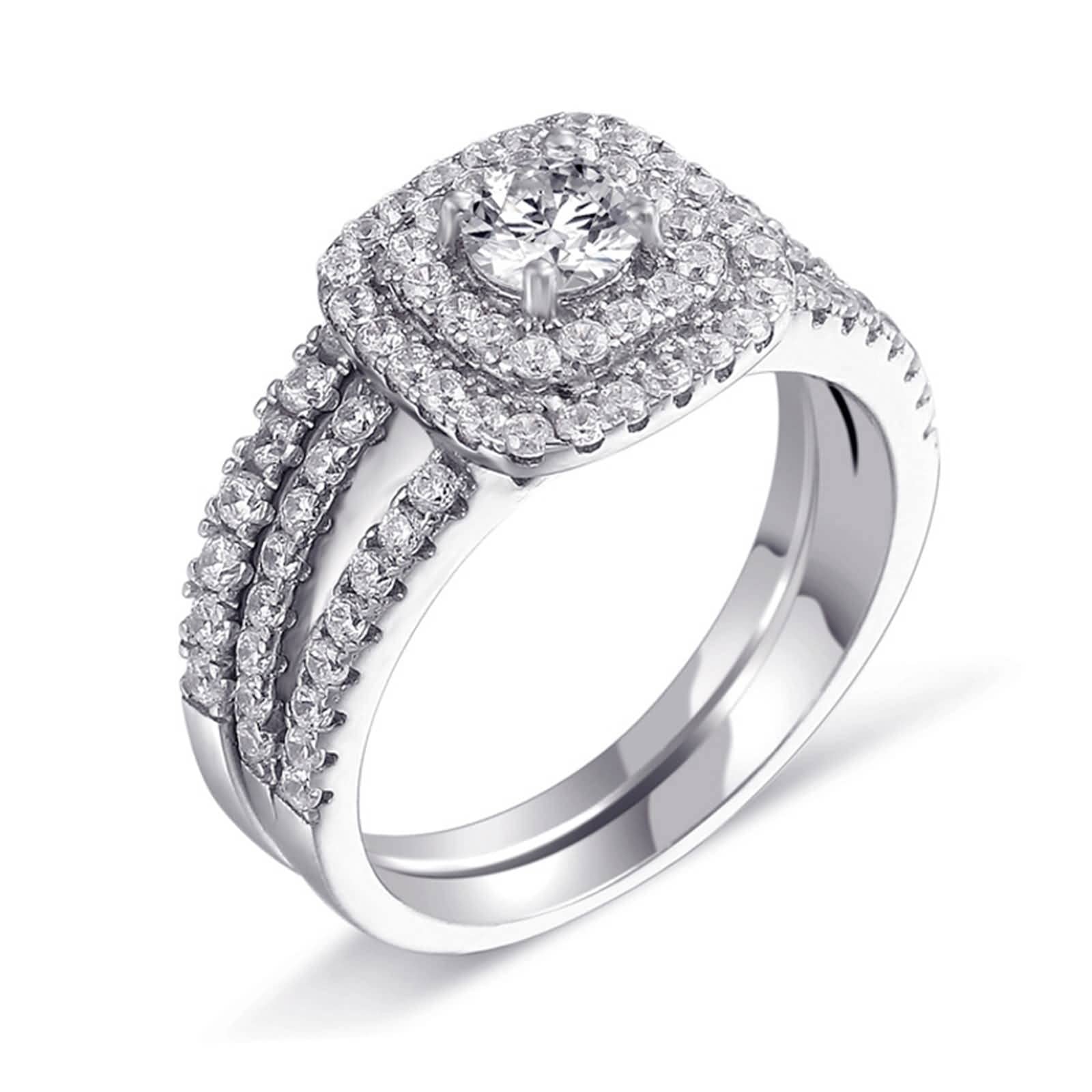 Ehering Damen Silber, Modeschmuck Ringe mit Zirkonia Freund Geschenk Vorhanden Größe 49 (15.6)-62 (19.7)