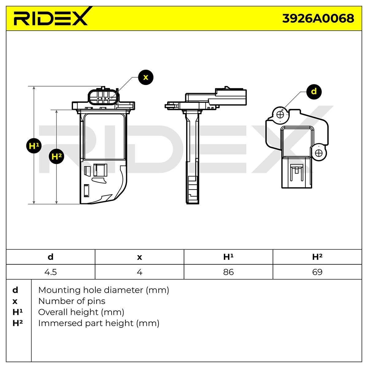 RIDEX 3926A0068 Luftmassenmesser/Luftmengenmesser LMM 12V Kompatibel mit FORD FOCUS III Turnier 1444420 LR029074 30774680