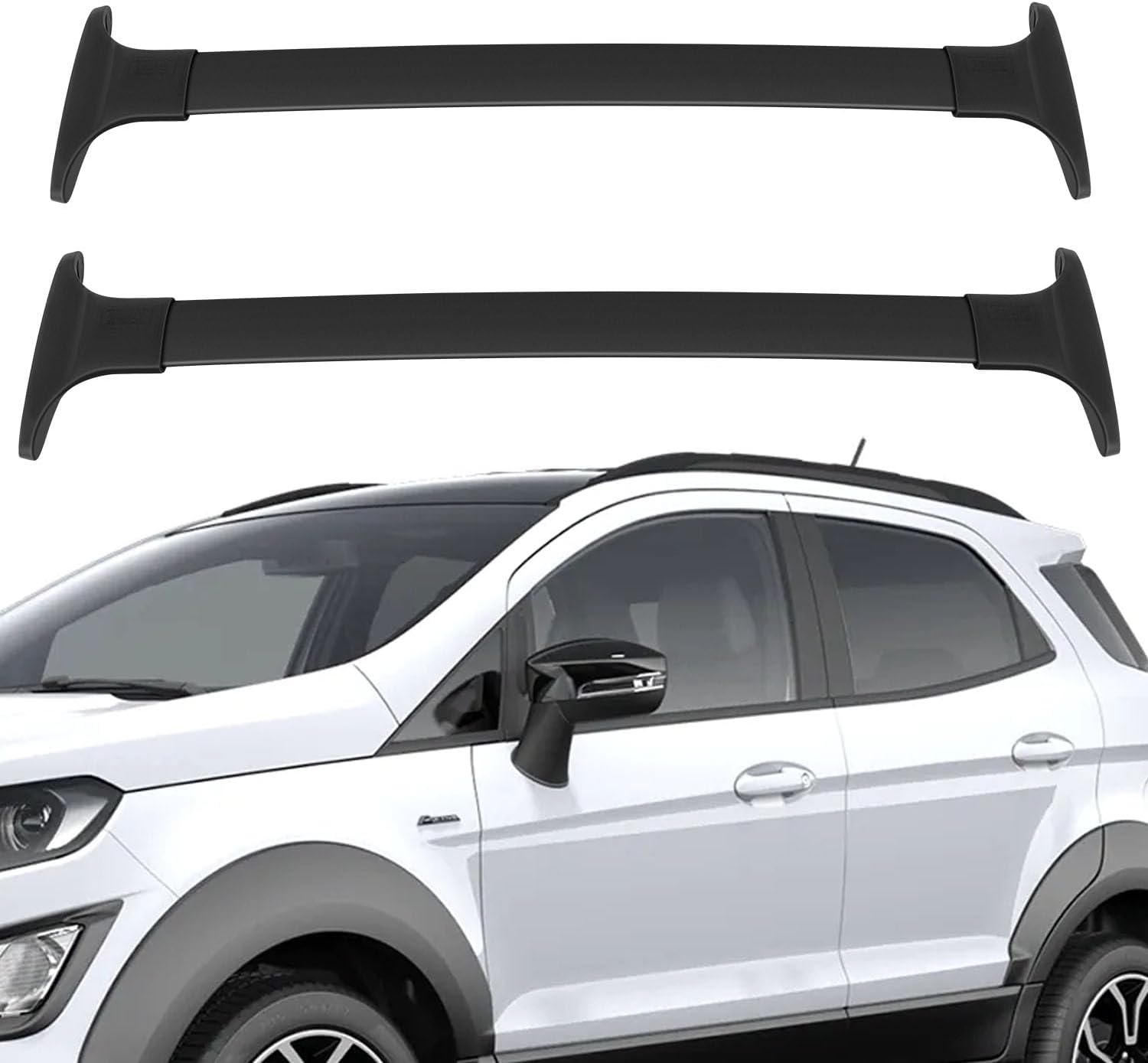 OCPTY Roof Rack Crossbars Fit for Ford Ecosport 2013-2022 Cargo Bars for Cargo Carrier Bag Luggage Kayak Canoe Bike Snowboard Skiboard Black for ford Ecosport 2013-2022