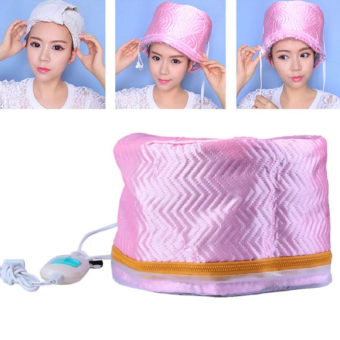 WALBERRIE Hair Care Spa Cap Beauty Steamer Nourishing Heating Cap,For Electric Heat Therapy Cap For Women (Pink) 2