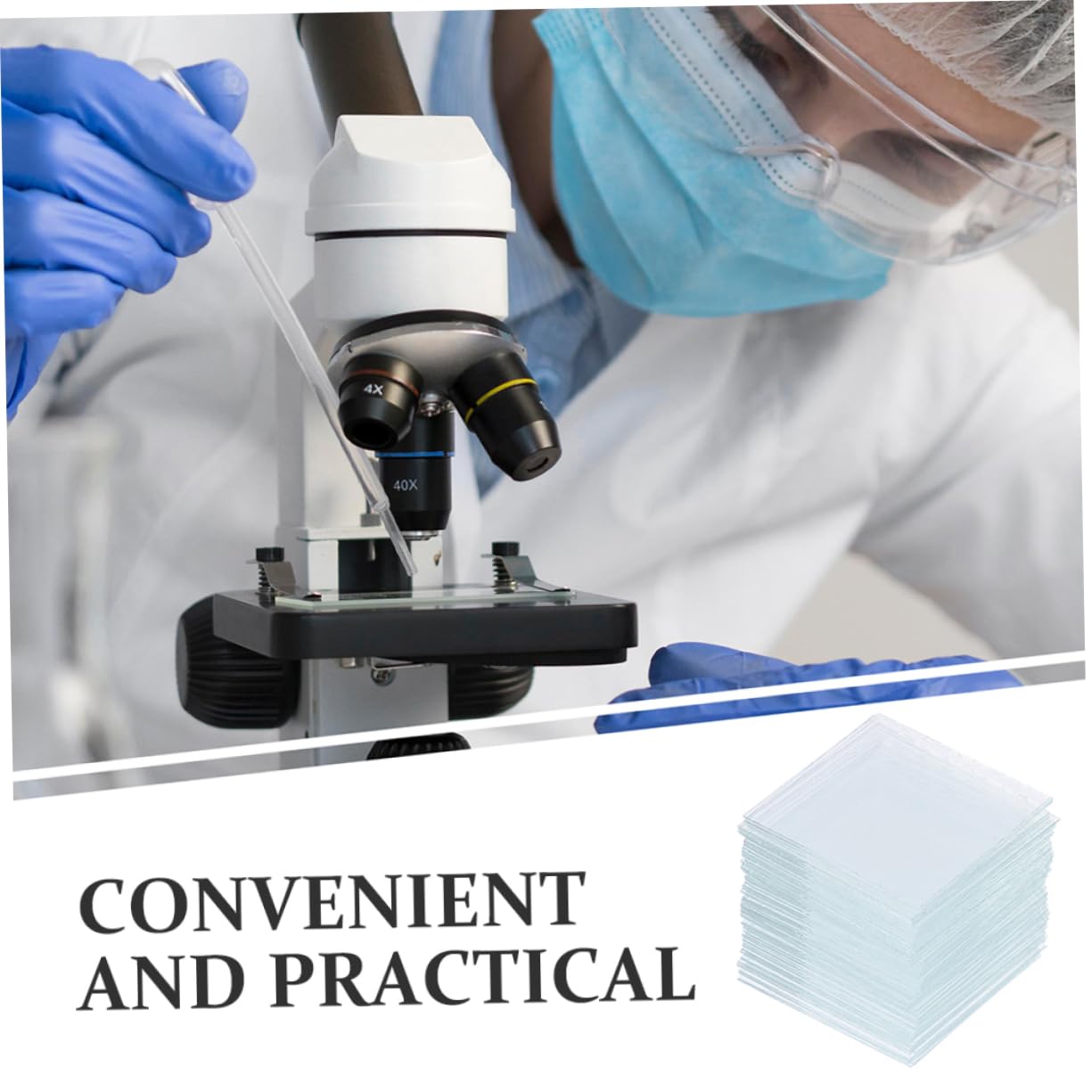 CIYODO 500pcs Glass Slide Microscope Slide Kits Clear Glasses Glass Coverslips Square Glasses Square Microscope Slides Square Coverslip Slide Microscope Slides Glass Bioexperiment Slides