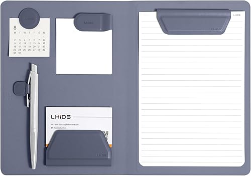 LHiDS Creative Magnetic Business Portfolio Lite - Organizador de currículum con portapapeles, clip de papel, bloc de escritura, soporte para