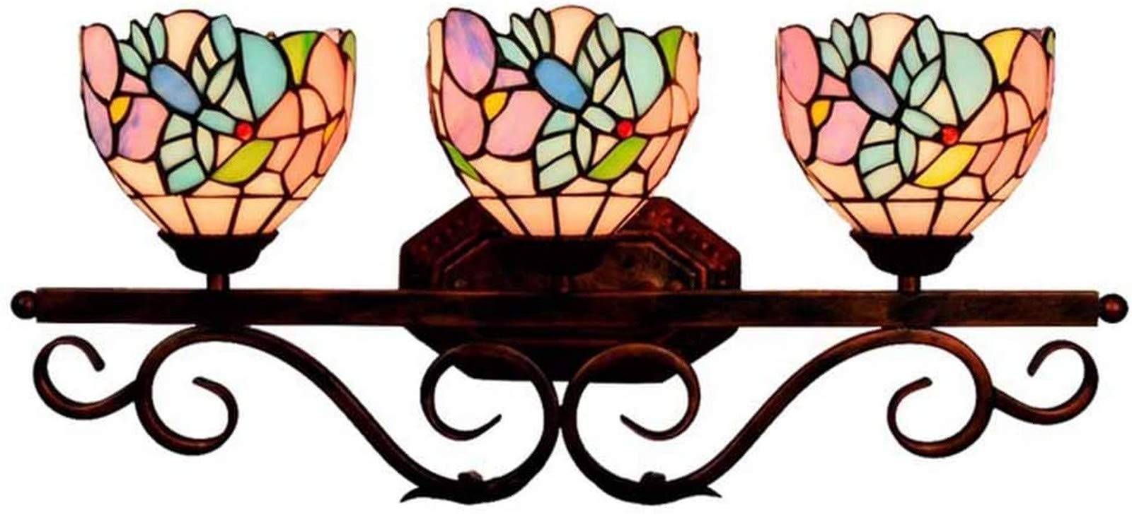 IUokLU Wall Lamp for Bedroom 3 Light Bathroom Vanity Light,Vintage Baroque Wall Lamp,Tiffany Style Stained Glass Wall Lamp,Decoration Handmade Gift Wall Sconces Fixtures for Bathroom Bedr(D)