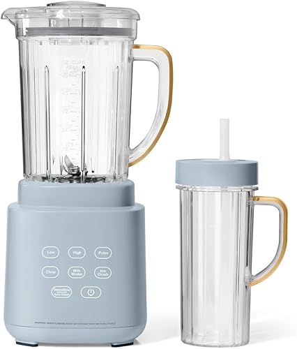 Miniatura 13 de PowerExact Licuadora, tecnología PrecisionSense, 3 velocidades, 4 preajustes, tarro de 50 onzas sin BPA, taza para llevar de 20 onzas, tapa sin