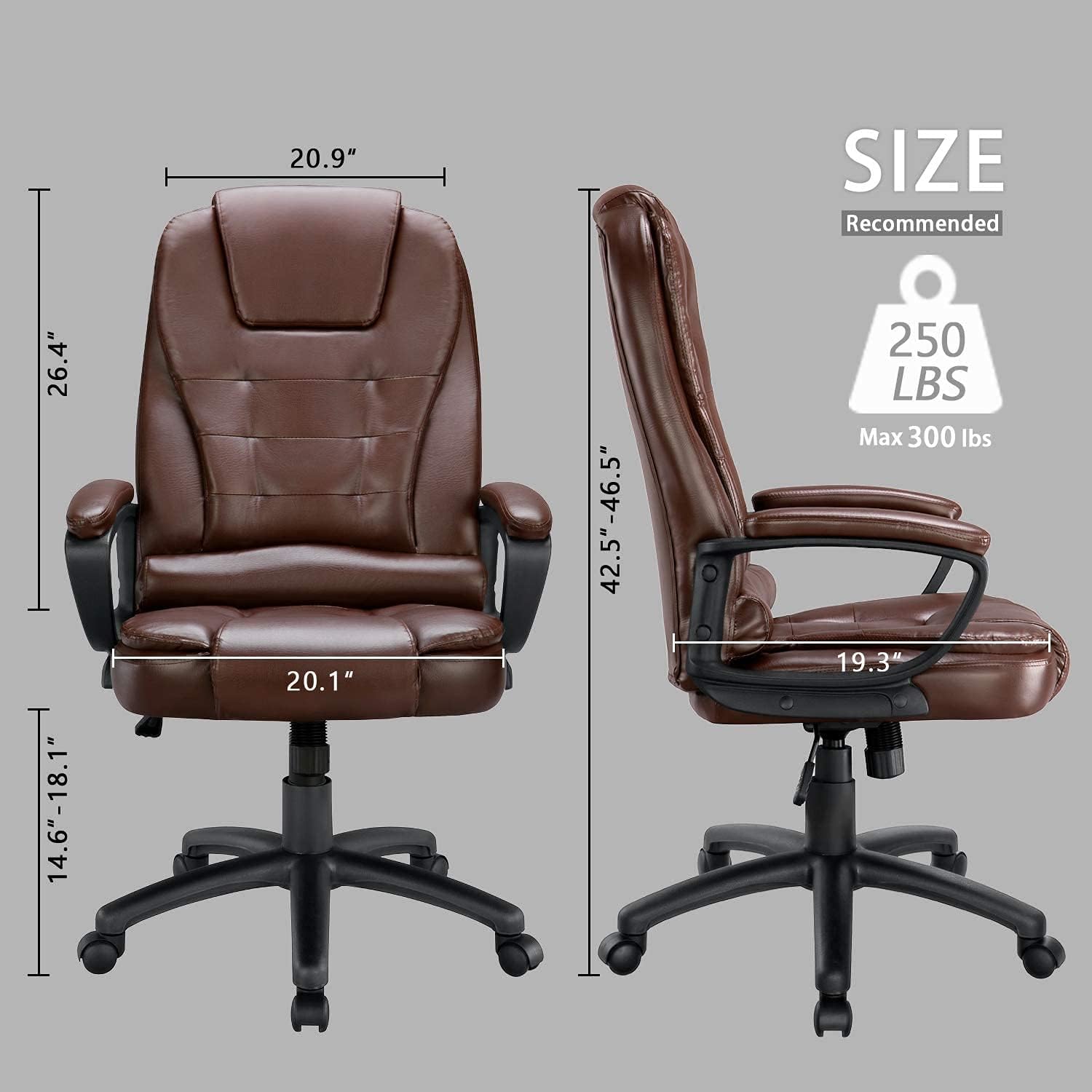 Buy Ofika Home Office Chair Ergonomic Office Chair 400 Lbs Heavy Duty Big And Tall Office Chair With Lumbar Back Support Computer Desk Chair Modern Executive High Back Leather Chairs Brown Online
