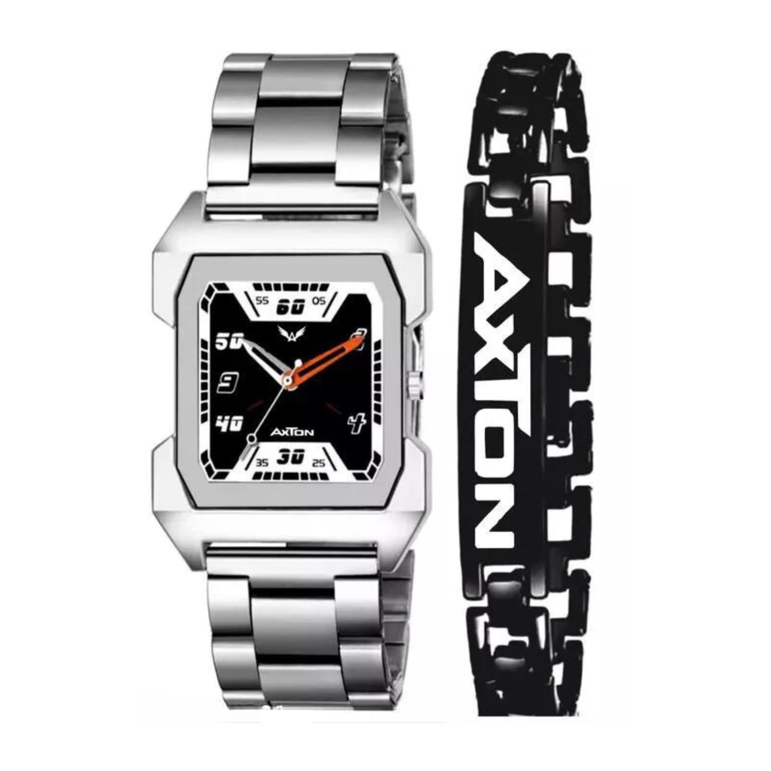 AXTON Silver Square Stainless Steel Watch Series Analogue Mens Watch with Stainless Steel King Bracelet (B0CHFQH2D4) Amazon Price History, Amazon Price Tracker