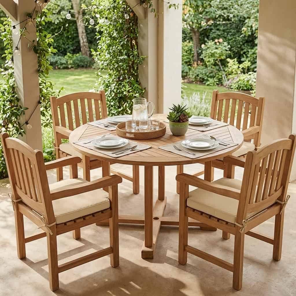Gartentisch 120 cm Gartenmöbel Outdoor Modern Massivholz Teak Honig