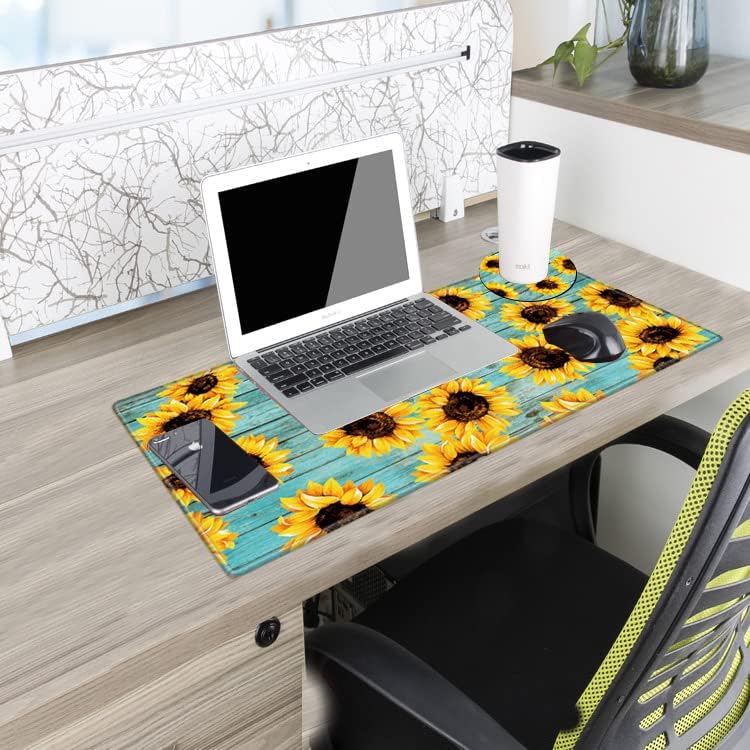 Miniatura 6 de Alfombrilla de mouse de girasol de 24 x 12 pulgadas, alfombrilla de escritorio grande para computadora, base antideslizante, alfombrilla de mouse