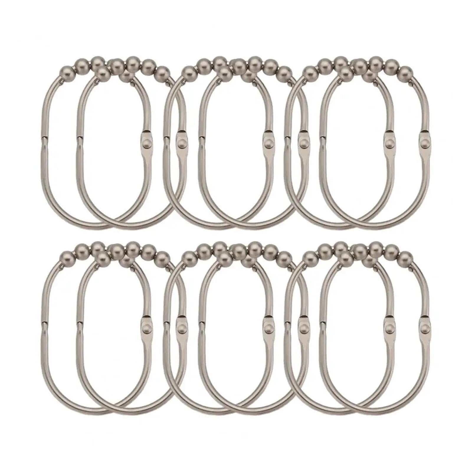 curtain hooks 12Pcs Shower Curtain Hook Stainless Steel Five Balls Universal Rod Ring Hanger Holder for home(Silver)