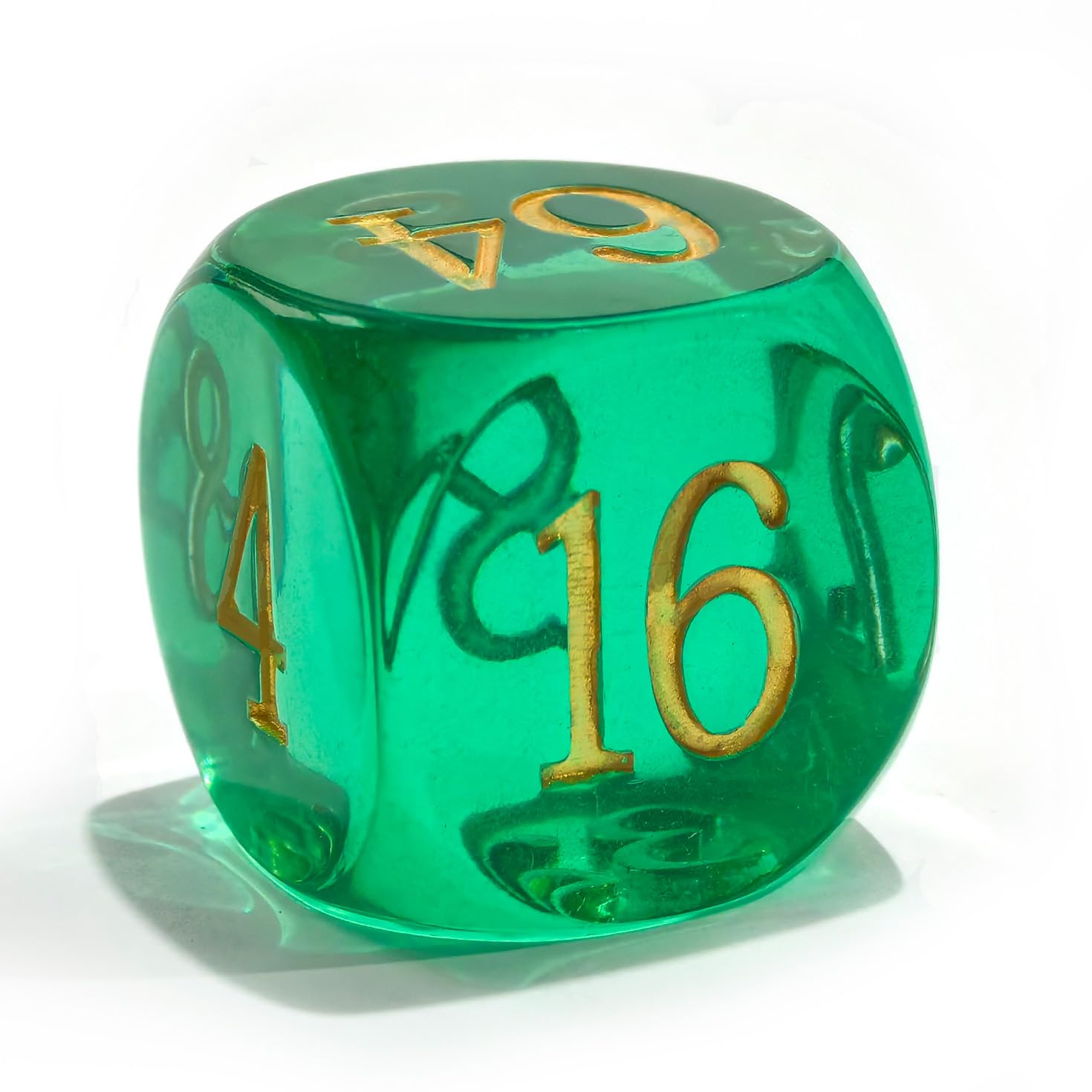 Big Translucent Backgammon Doubling Cube Dice 30MM, Large Backgammon Doubling Number Dice 1 3/16", Translucent Green