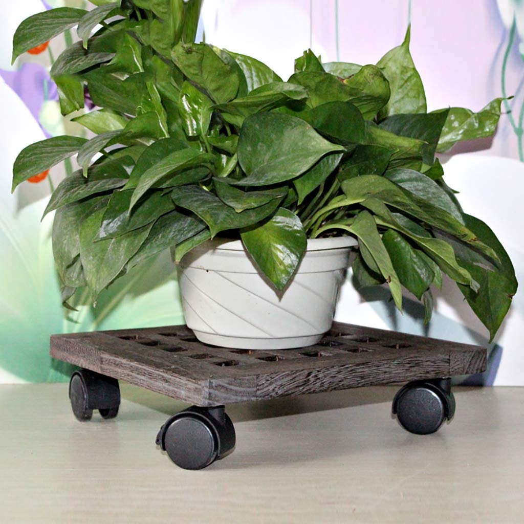 Carretilla para Plantas Cuadrada con Ruedas giratorias, Carrito de Madera para Exteriores, Carrito para Plantas de Interior, transportador de macetas Grandes, s(Blanco 35cm)