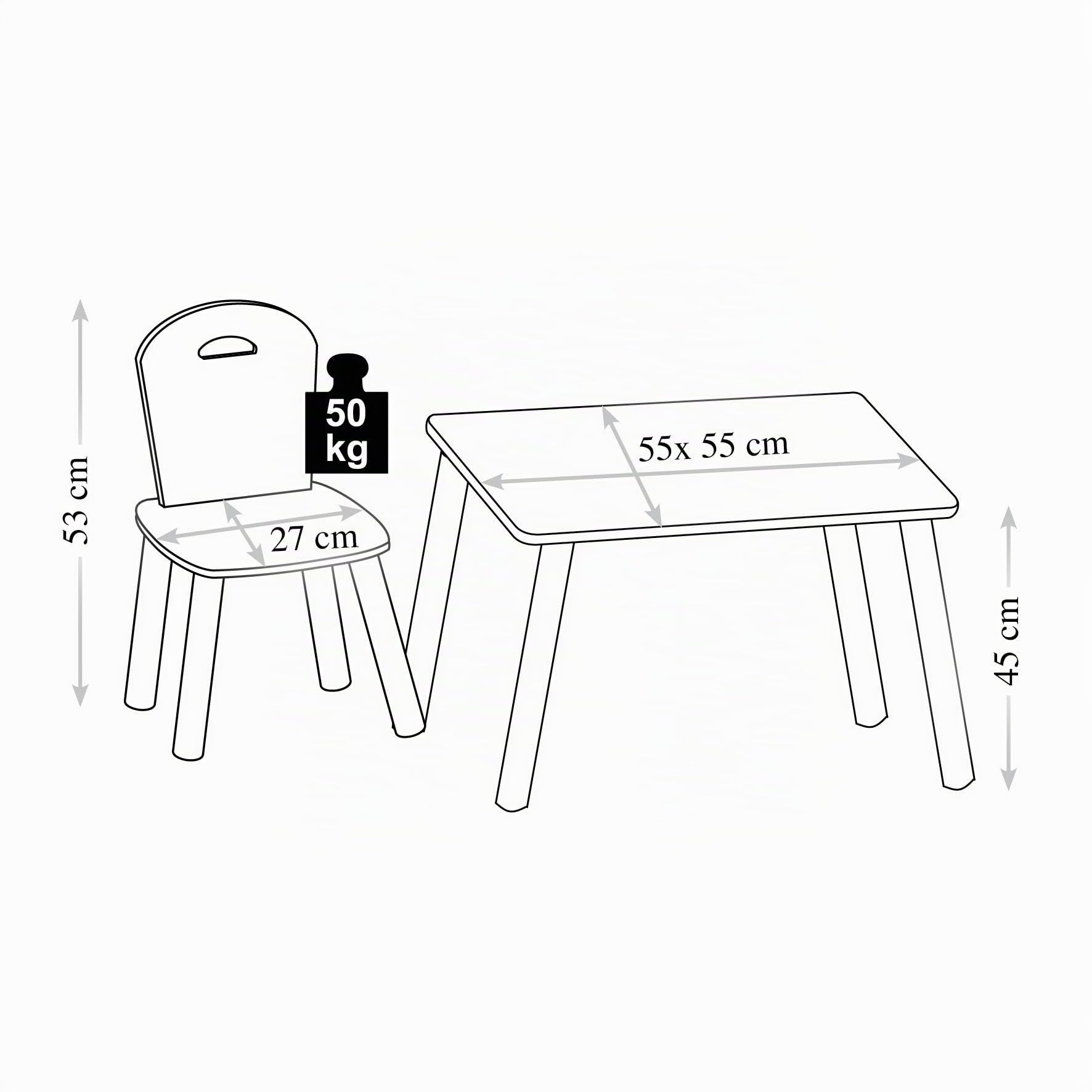 Kesper 1770213 1 Tavolo per Bambini con 2 Sedie, Grigio - Motivo: Alpaca