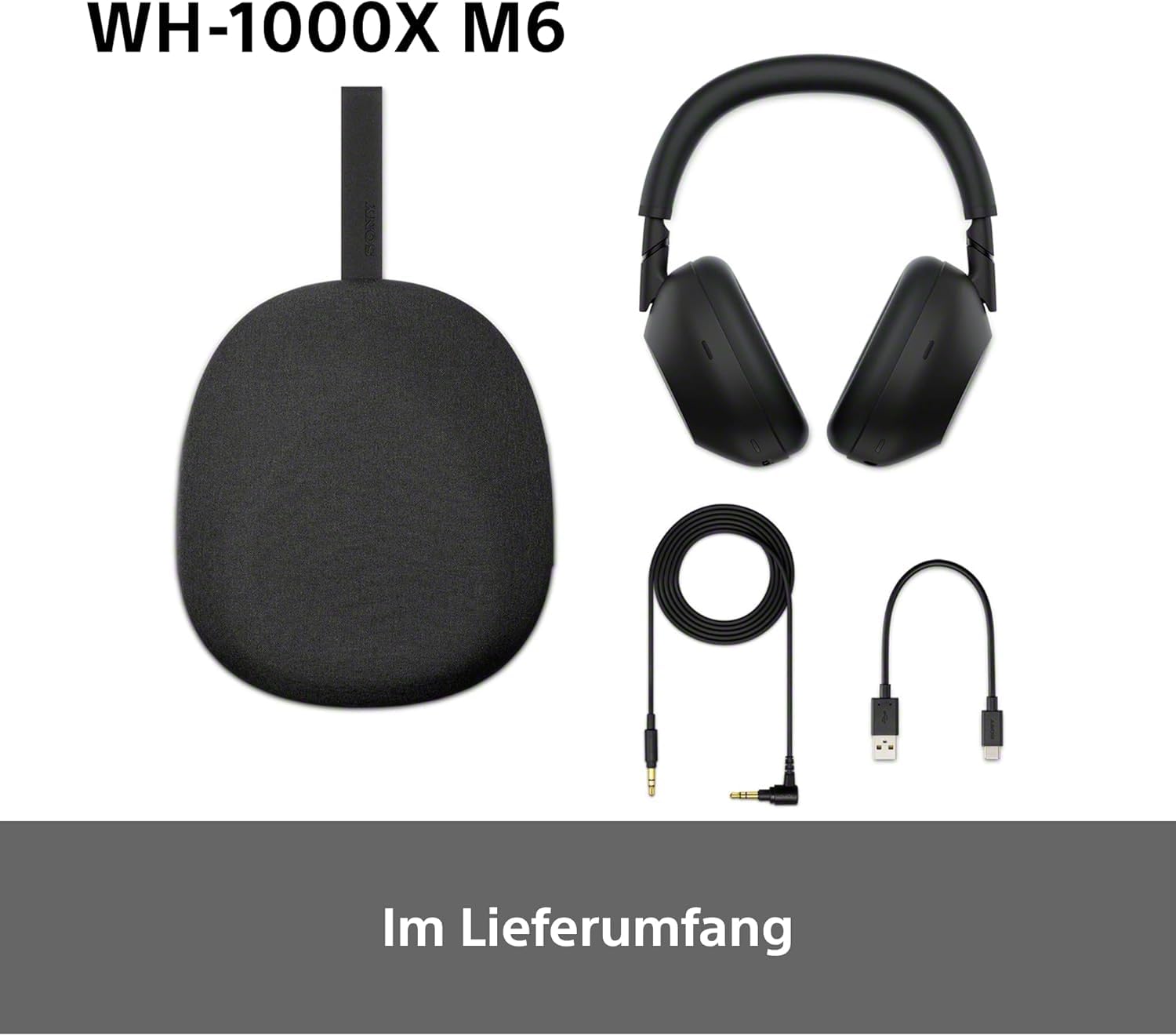 Sony WH-1000XM6 kabellose Noise Cancelling-Kopfhörer, Signature Hi-Res Sound, Bluetooth-Kopfhörer, Komfort, faltbares Design, magnetische Tragetasche, 30 Std.-Akku NC An, iOS & Android - Schwarz