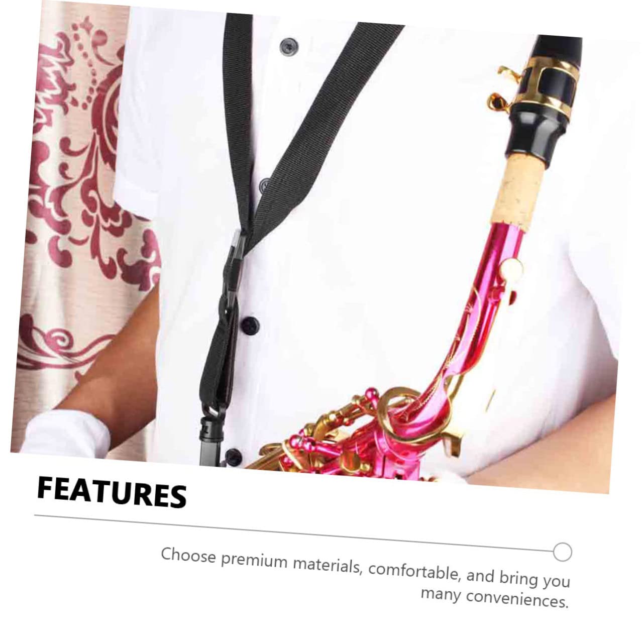 ibasenice Ceinture Pratique pour Saxophone Ténor en Coton Noir Confortable et Facile à Retirer Sangle de Saxophone et Finition Soignée Design Unique