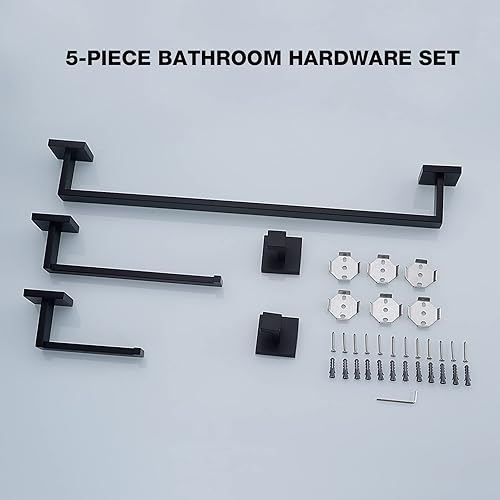 Miniatura 8 de TRUSTMI Juego de accesorios de baño contemporáneos de 5 piezas para toallero, barra de toallero, soporte para rollo de papel higiénico, acero