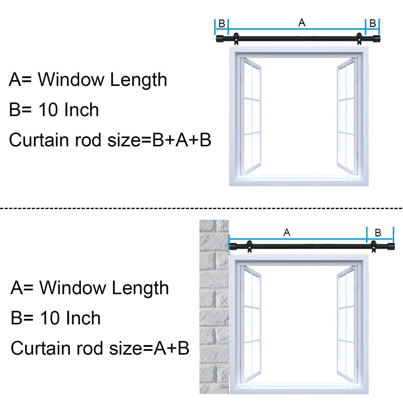 Tringles À Rideaux Robustes pour Fenêtres Tringle À Rideau de Fenêtre À Longueur Réglable avec Embout Style Tringle À Rideau en Acier Au Carbone Noir de 25.0 mm Diamètre(48-84 in(122-213 cm))