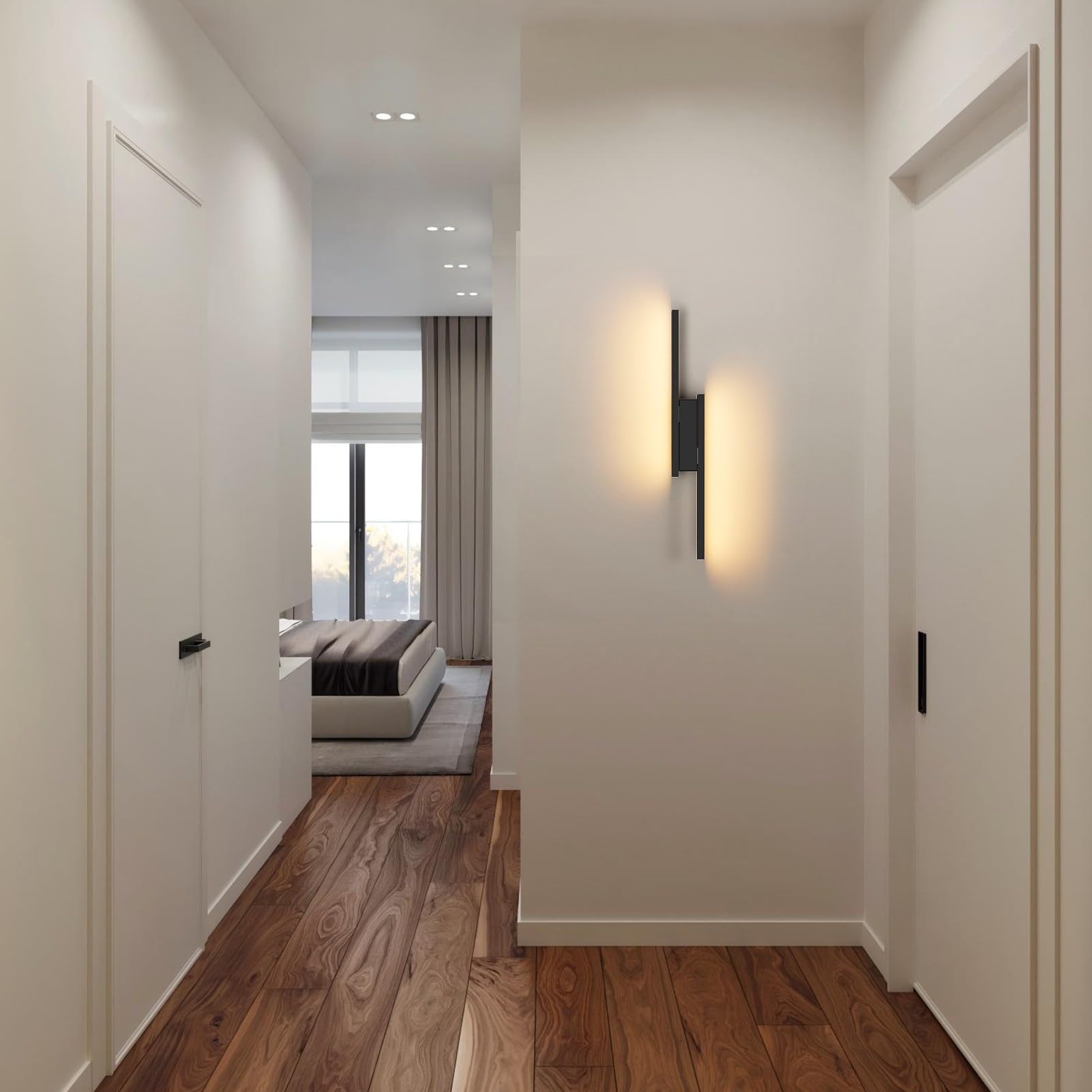 Klighten Wandleuchte Innen LED 24W 1700LM, Mordern Dekorative Wandlampe Für Schlafzimmer Wohnzimmer Korridor Treppenhaus, Einstellbare Länge: 40~60 cm, Warmweiß 3000K, Schwarz