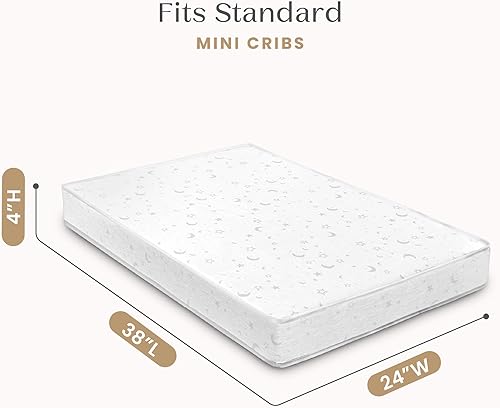 Miniatura 2 de Delta Children Twinkle Galaxy Limited - Colchón miniatura para cuna de 4 pulgadas, núcleo de fibra de origen sostenible premium, impermeable,