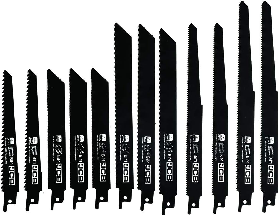 JCB 12 Piece Reciprocating Saw Blade Set Coarse Cut On Various