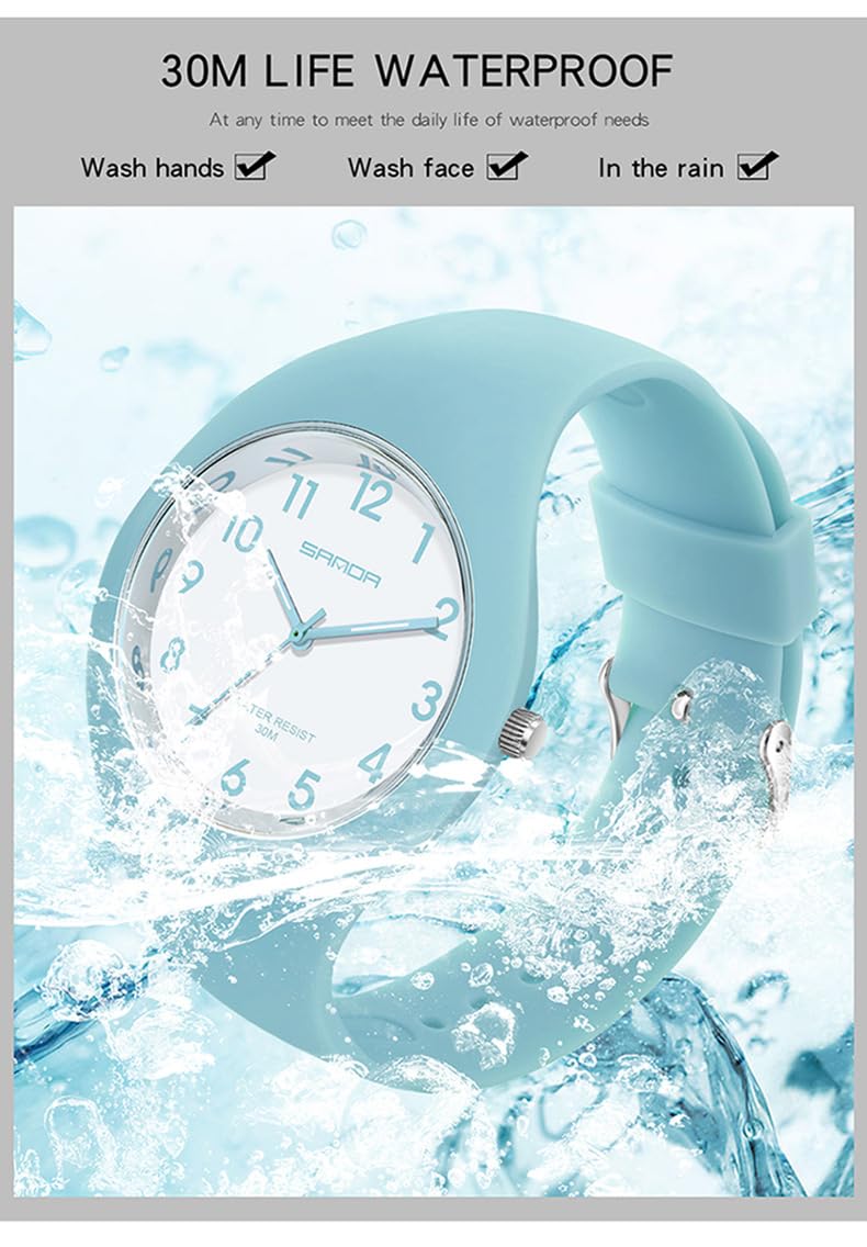 Forrader Orologio sportivo da donna con cinturino in silicone e quadrante grande, impermeabile, alla moda, casual, semplice, al quarzo, analogico, per donne e ragazze