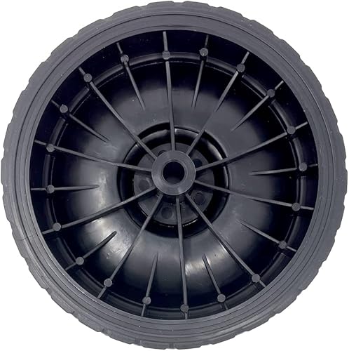 Miniatura 7 de Kit de rueda, ruedas de plástico negro de 7 pulgadas para eje de eje de 38 pulgadas, banda de rodadura de goma de diamante, incluye tapas de eje de